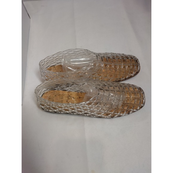 Shoes - Clear Woven Jelly Flats Square Toe Slip On Summer Shoes Cork Footbed Size 37 NEW